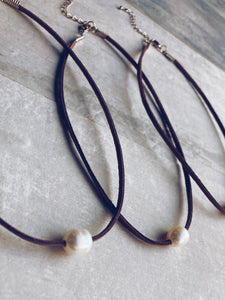 Freshwater Pearl Leather Choker